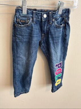 Polo Ralph Lauren size 2 girls The Slim Boyfriend jeans Polo embroidery on leg
